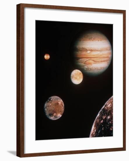 Voyager Mosaic of Jupiter & Its 4 Galilean Moons-null-Framed Photographic Print