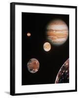 Voyager Mosaic of Jupiter & Its 4 Galilean Moons-null-Framed Photographic Print