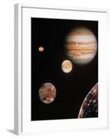 Voyager Mosaic of Jupiter & Its 4 Galilean Moons-null-Framed Photographic Print