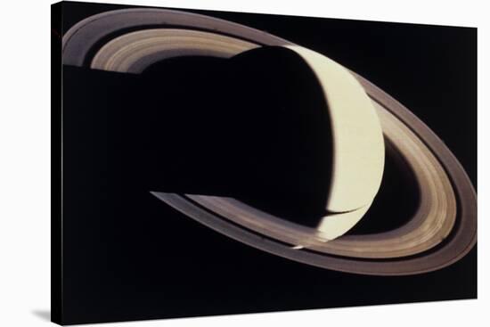 Voyager Photo of Saturn And Its Rings-null-Stretched Canvas