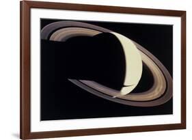 Voyager Photo of Saturn And Its Rings-null-Framed Photographic Print