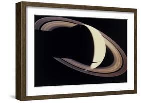 Voyager Photo of Saturn And Its Rings-null-Framed Photographic Print