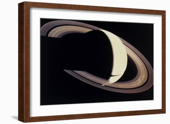 Voyager Photo of Saturn And Its Rings-null-Framed Photographic Print