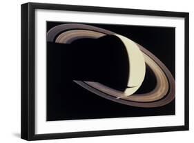 Voyager Photo of Saturn And Its Rings-null-Framed Photographic Print