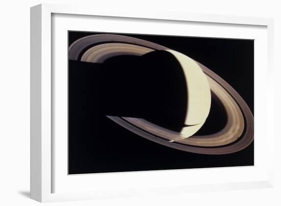 Voyager Photo of Saturn And Its Rings-null-Framed Photographic Print