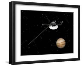 Voyager Spacecraft Near Jupiter and its Unrecognized Ring-null-Framed Art Print