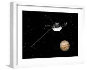 Voyager Spacecraft Near Jupiter and its Unrecognized Ring-null-Framed Art Print