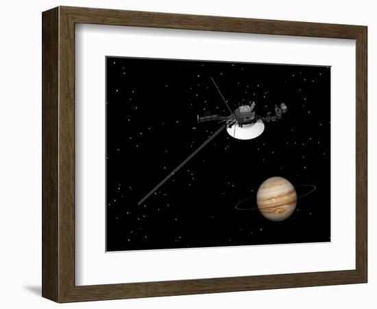 Voyager Spacecraft Near Jupiter and its Unrecognized Ring-null-Framed Art Print