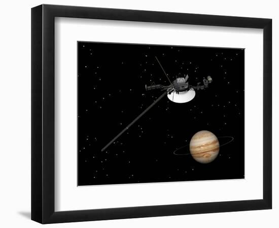 Voyager Spacecraft Near Jupiter and its Unrecognized Ring-null-Framed Art Print