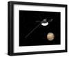 Voyager Spacecraft Near Jupiter and its Unrecognized Ring-null-Framed Art Print