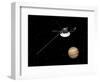 Voyager Spacecraft Near Jupiter and its Unrecognized Ring-null-Framed Art Print