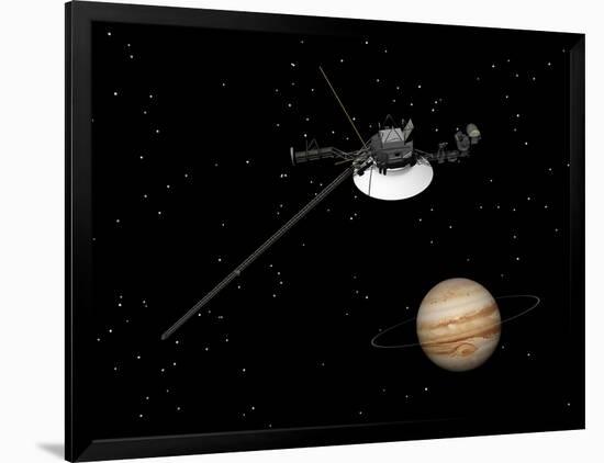 Voyager Spacecraft Near Jupiter and its Unrecognized Ring-null-Framed Art Print