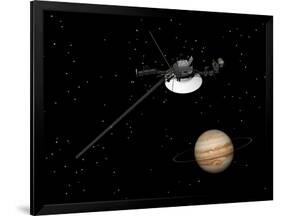 Voyager Spacecraft Near Jupiter and its Unrecognized Ring-null-Framed Art Print