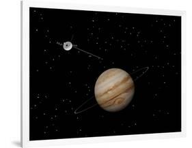 Voyager Spacecraft Near Jupiter and its Unrecognized Ring-null-Framed Art Print