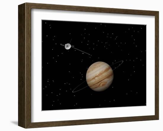 Voyager Spacecraft Near Jupiter and its Unrecognized Ring-null-Framed Art Print