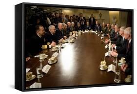 VP Cheney, Pres. Bush and Sec. Gates Meet with the Joint Chiefs of Staff, 2008-null-Framed Stretched Canvas