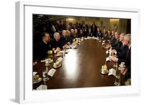 VP Cheney, Pres. Bush and Sec. Gates Meet with the Joint Chiefs of Staff, 2008-null-Framed Photo