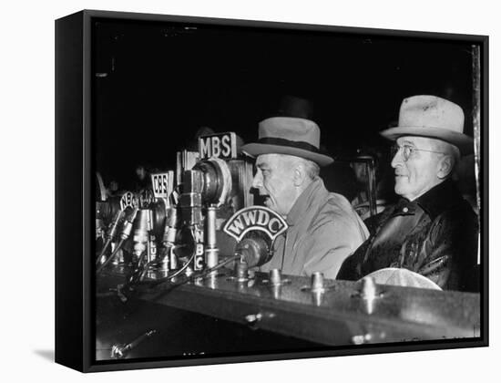 Vp Harry S. Truman Listening to FDR Radio Address-null-Framed Stretched Canvas