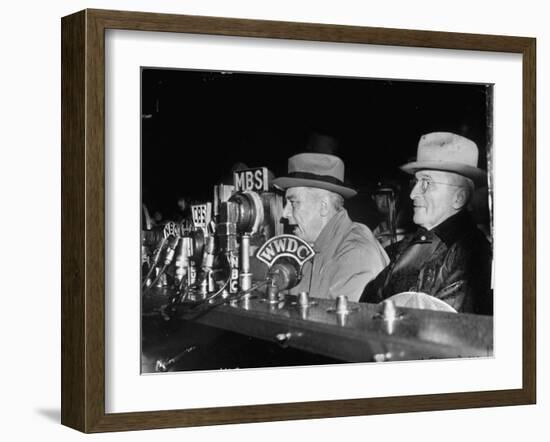 Vp Harry S. Truman Listening to FDR Radio Address-null-Framed Photographic Print