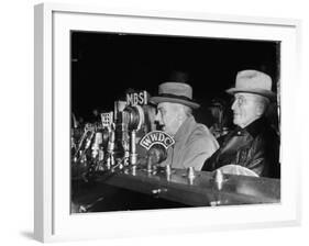 Vp Harry S. Truman Listening to FDR Radio Address-null-Framed Photographic Print