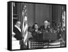 VP Harry S. Truman Sitting in Background as President Franklin D. Roosevelt Makes Inaugural Address-George Skadding-Framed Stretched Canvas