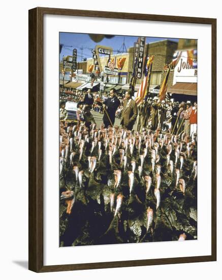 VP Richard Nixon at Turkey Parade During Appearance in Support of GOP Congressional Campaign-John Dominis-Framed Photographic Print
