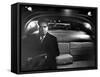 VP Richard Nixon Sitting Solemnly in Back Seat of Dimly Lit Limousine-Hank Walker-Framed Stretched Canvas