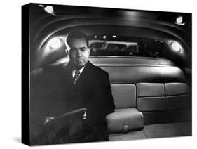 VP Richard Nixon Sitting Solemnly in Back Seat of Dimly Lit Limousine-Hank Walker-Stretched Canvas