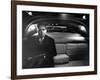 VP Richard Nixon Sitting Solemnly in Back Seat of Dimly Lit Limousine-Hank Walker-Framed Photographic Print