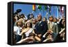 VP Spiro Agnew and Lyndon Johnson Watch Apollo 11 Moon Launch, July 16, 1969-null-Framed Stretched Canvas