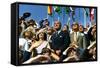 VP Spiro Agnew and Lyndon Johnson Watch Apollo 11 Moon Launch, July 16, 1969-null-Framed Stretched Canvas