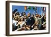 VP Spiro Agnew and Lyndon Johnson Watch Apollo 11 Moon Launch, July 16, 1969-null-Framed Photo