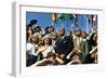 VP Spiro Agnew and Lyndon Johnson Watch Apollo 11 Moon Launch, July 16, 1969-null-Framed Photo