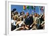 VP Spiro Agnew and Lyndon Johnson Watch Apollo 11 Moon Launch, July 16, 1969-null-Framed Photo