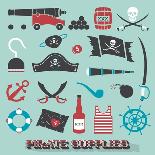 Vector Set: Pirate Supplies Silhouettes and Icons-vreddane-Art Print