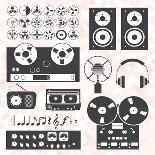 Vector Set: Retro Music Recording Equipment Objects-vreddane-Stretched Canvas