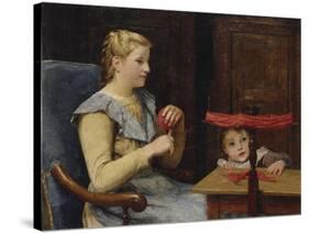 Vreneli Stuckl with Her Child Reeling Wool, 1905-Albert Anker-Stretched Canvas