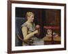 Vreneli Stuckl with Her Child Reeling Wool, 1905-Albert Anker-Framed Giclee Print