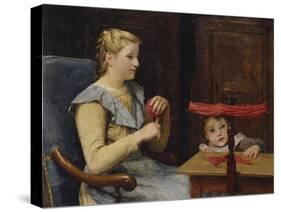 Vreneli Stuckl with Her Child Reeling Wool, 1905-Albert Anker-Stretched Canvas