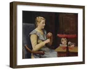 Vreneli Stuckl with Her Child Reeling Wool, 1905-Albert Anker-Framed Giclee Print