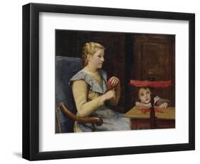 Vreneli Stuckl with Her Child Reeling Wool, 1905-Albert Anker-Framed Premium Giclee Print