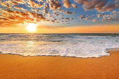 Colorful Ocean Beach Sunrise.-VRstudio-Framed Stretched Canvas