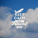 Keep Calm and Travel on - Poster with Quote in White Frame on a White Brick Wall - Vector Illustrat-vso-Art Print