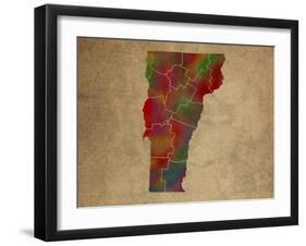 VT Colorful Counties-Red Atlas Designs-Framed Giclee Print