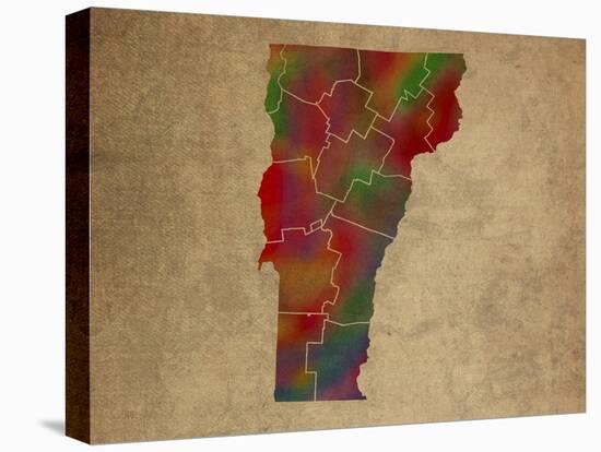 VT Colorful Counties-Red Atlas Designs-Stretched Canvas