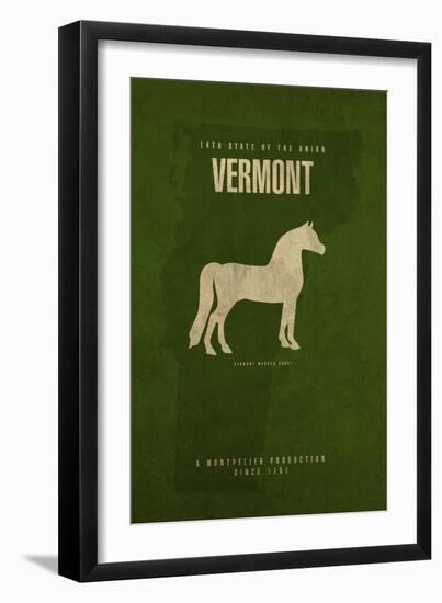 VT State Minimalist Posters-Red Atlas Designs-Framed Premium Giclee Print