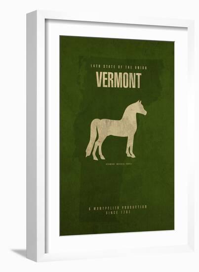 VT State Minimalist Posters-Red Atlas Designs-Framed Giclee Print