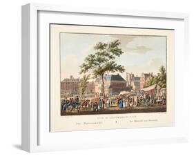 Vue D'Amsterdam No.15. De Botermarkt. Le Marché Au Beurre, 1825-Cornelis de Kruyff-Framed Giclee Print