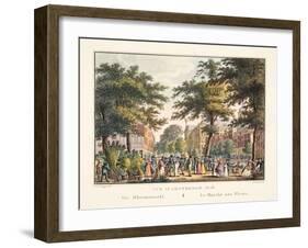 Vue D'Amsterdam No.16. De Bloemmarkt. Le Marché Aux Fleurs, 1825-Cornelis de Kruyff-Framed Giclee Print