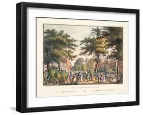 Vue D'Amsterdam No.16. De Bloemmarkt. Le Marché Aux Fleurs, 1825-Cornelis de Kruyff-Framed Giclee Print